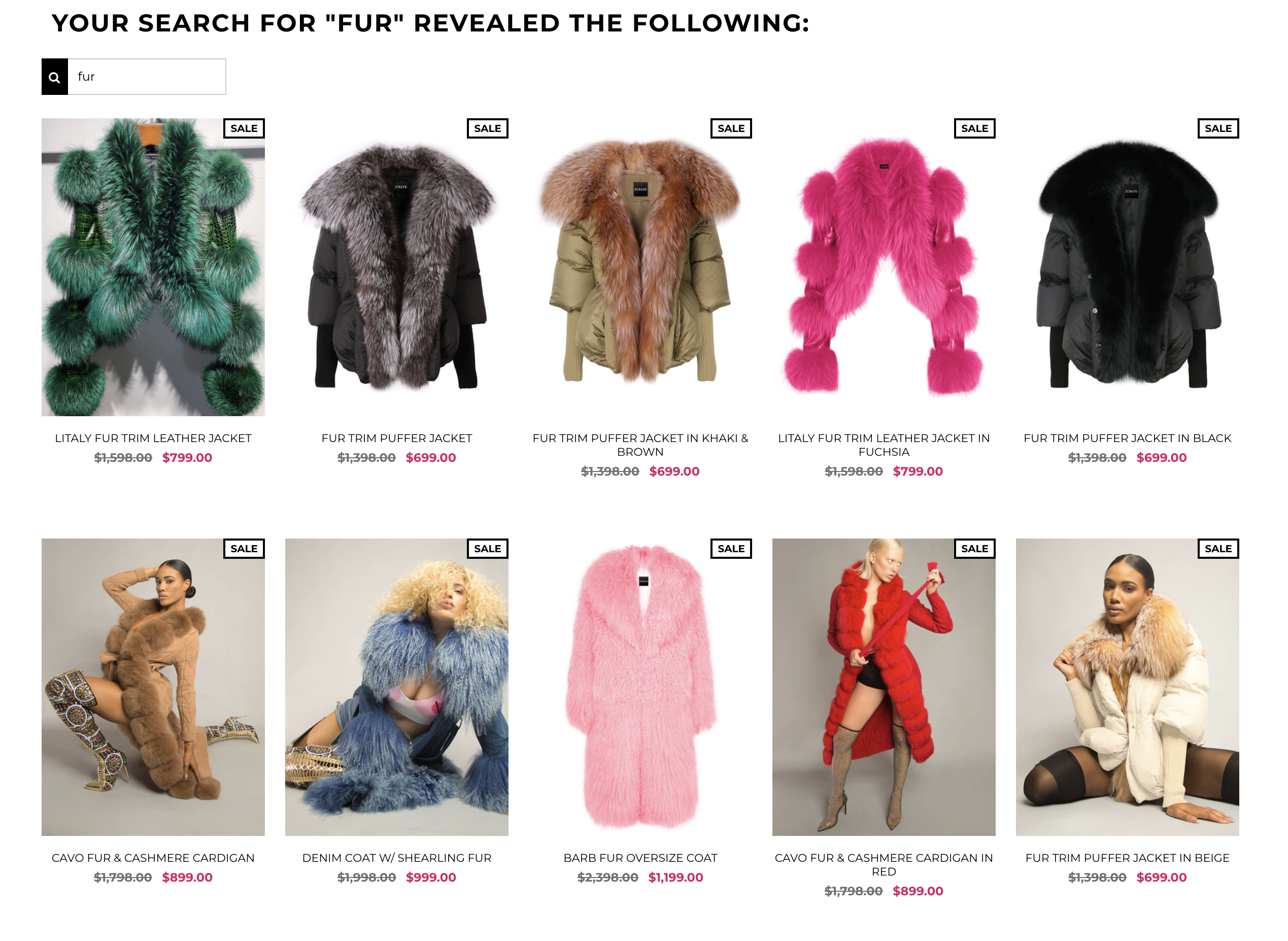 ZCRAVE online store with a lot of fur coats