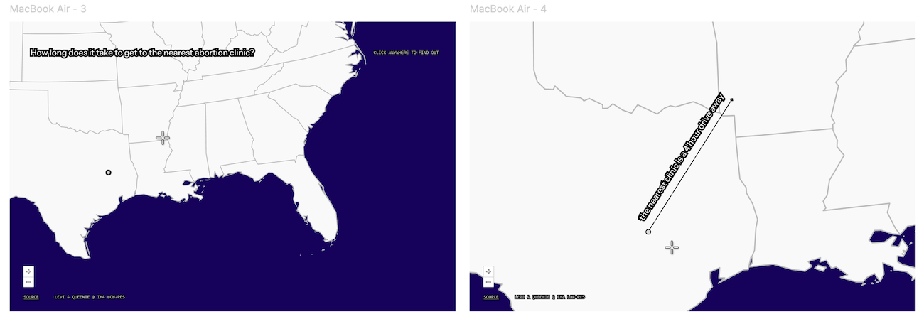Figma designs for abortion care map
