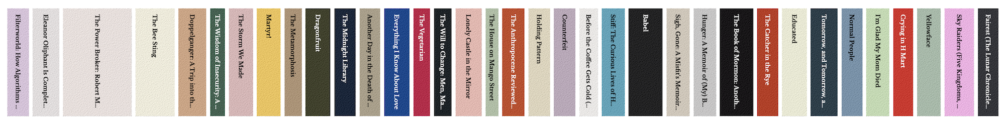 A long virtual bookshelf